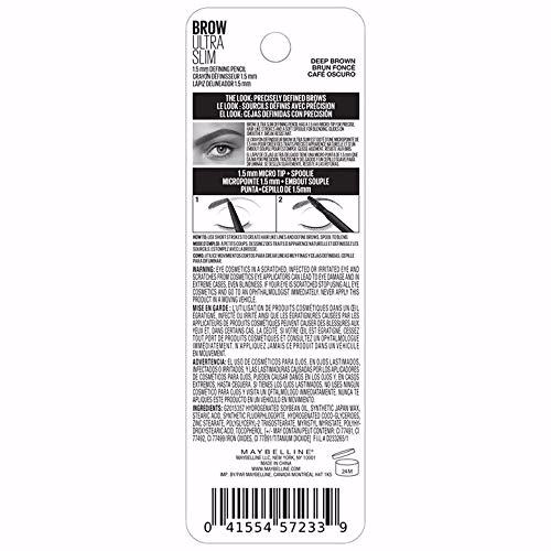Maybelline New York Brow Ultra Slim Defining Eyebrow Pencil, Deep Brown 10