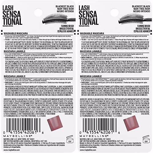 Maybelline Lash Sensational Washable Mascara Blackest Black 2 pack 3