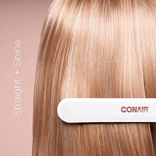 Conair Double Ceramic Flat Iron, 1 Inch, White/Rose Gold 5