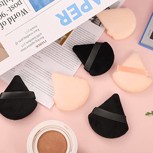 Pimoys 6 Pieces Powder Puff Face Soft Triangle Makeup Black and Flesh 5