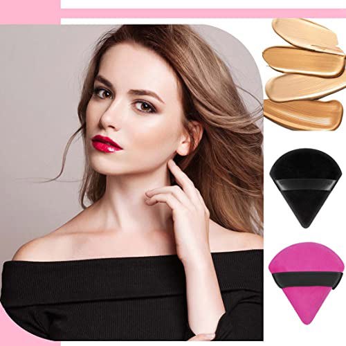 Pimoys 6 Pieces Powder Puff Face Soft Triangle Makeup Black and Rose Red 6