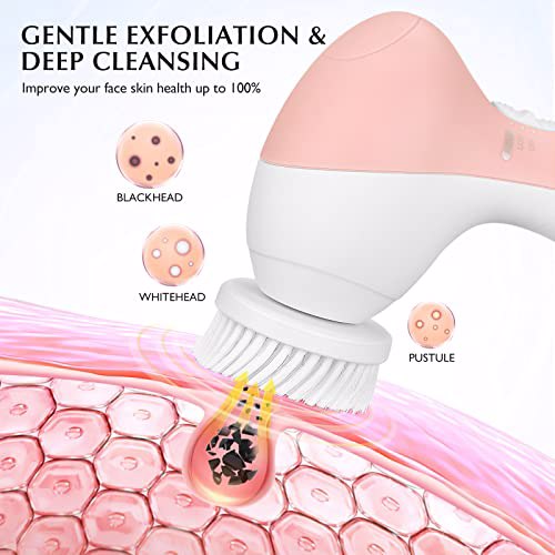 Facial Cleansing Brush Face Scrubber, Orange 4