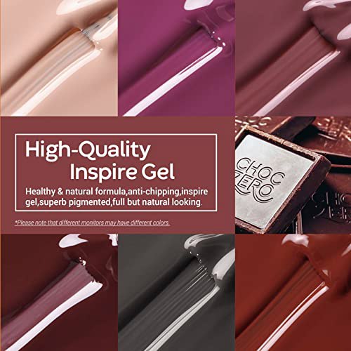 Modelones Red Gel Nail Polish Set, 6 Brown Peach Pink 4