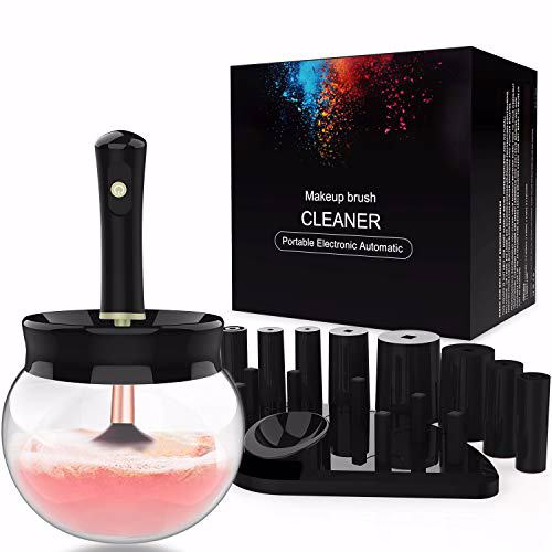 RICRIS Premium Makeup Brush Cleaner Dryer Super-Fast Electric Brush Cleaner Machine Automatic Brush Cleaner Spinner Makeup Brush Tools (Black)