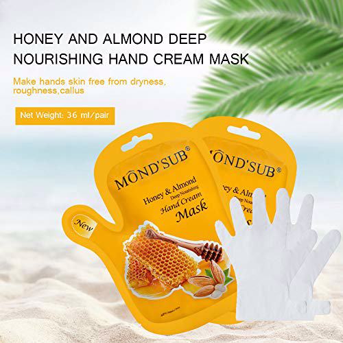 MOND'SUB 5 Pairs Anti-Aging Hand Cream Mask, Honey and Almond 6