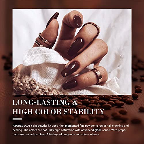AZUREBEAUTY Dip Powder Nail Set, CA-Caramel coffee 3