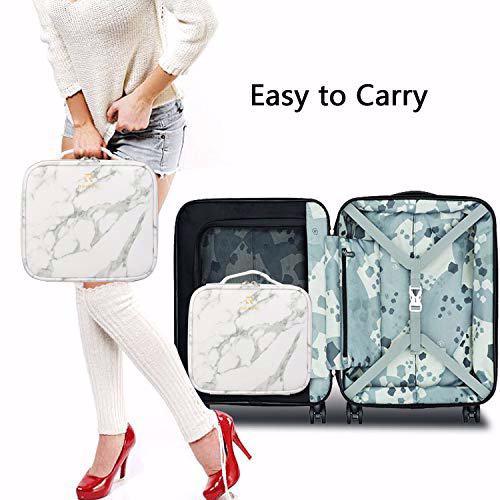 MONSTINA Makeup Train Cases Professional Travel Bag Cosmetic Cases Marble White 6