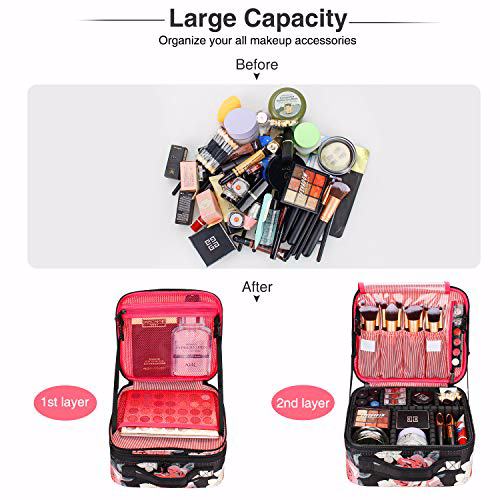 MONSTINA Train Cases Professional Travel Bag Cosmetic Cases Organizer Flower 2
