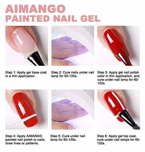 AIMANGO Swirl Nail Art Gel Liner Painted Gel Polish, Rainbow Collection 6