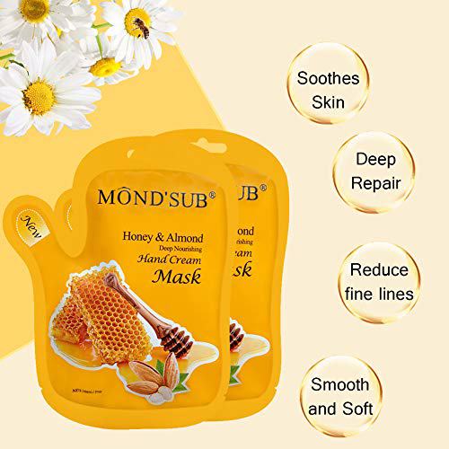 MOND'SUB 5 Pairs Anti-Aging Hand Cream Mask, Honey and Almond 4