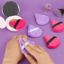 Pimoys 6 Pieces Powder Puff Face Soft Triangle Makeup Purple and Rose Red Thumbnail 5