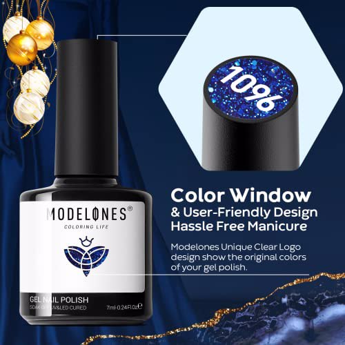 Modelones Blue Gel Nail Polish Set, 6 7