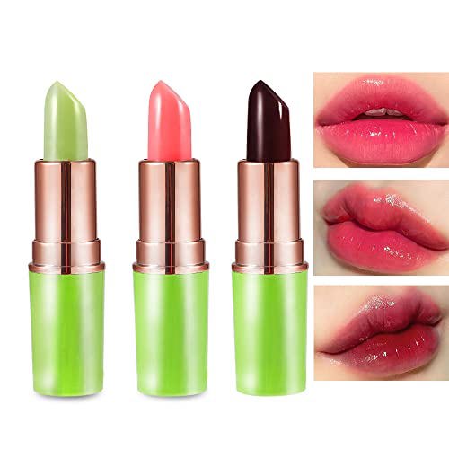 BINGBRUSH 3 Pcs Red Cherries Color Changing Lipstick,Aloe Vera Strawberry 8