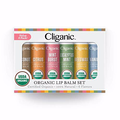 Cliganic USDA Organic Lip Balm Set 2 Packs of 6 Tubes 3