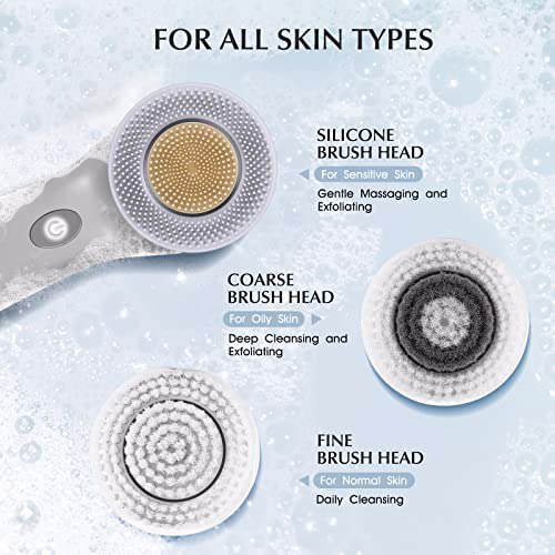 Facial Cleansing Brush Face Scrubber IPX7, Grey 4