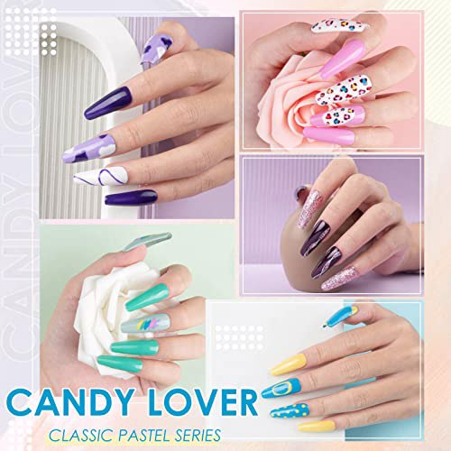Candy Lover 25PCS Gel Nail Polish Kit, Pastel Rainbow 3