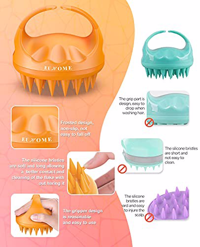 EUHOME Scalp Massager Shampoo Brush 2 pack Orange Pink 6