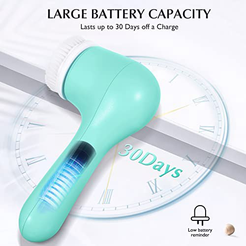 Facial Cleansing Brush Face Scrubber, Green 6