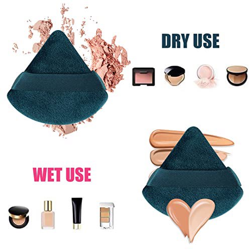 Pimoys 6 Pieces Powder Puff Face Soft Triangle Makeup Peacock Blue 7