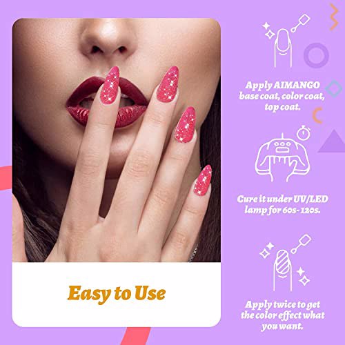 AIMANGO Valentine's Day Reflective Glitter Gel Nail Polish Kit 6
