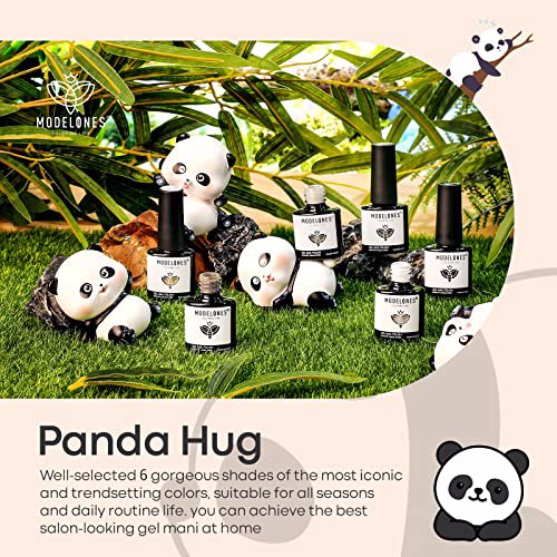 Modelones Gel Nail Polish Set - 6 Colors White Black 2