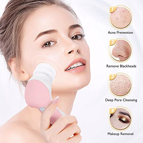 Facial Cleansing Brush Face Scrubber, Light Pink 7