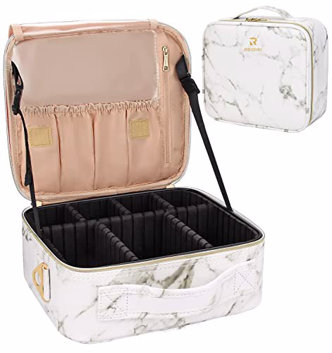 Relavel Travel Makeup Train Case Cosmetic Case Organizer with Adjustable Dividers