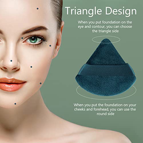 Pimoys 6 Pieces Powder Puff Face Soft Triangle Makeup Peacock Blue 2