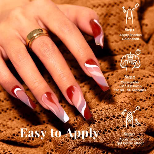 Beetles 20 Pcs Gel Nail Polish Kit, Full Maroon 5
