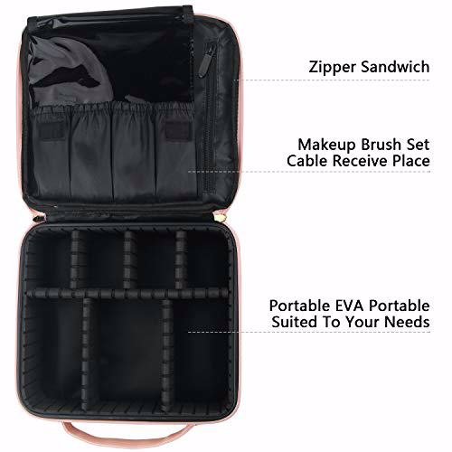 Relavel Travel Makeup Train Case Makeup Cosmetic Organizer Pink 4