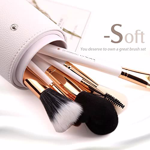 Zoreya Travel Makeup Brush Set, White 5