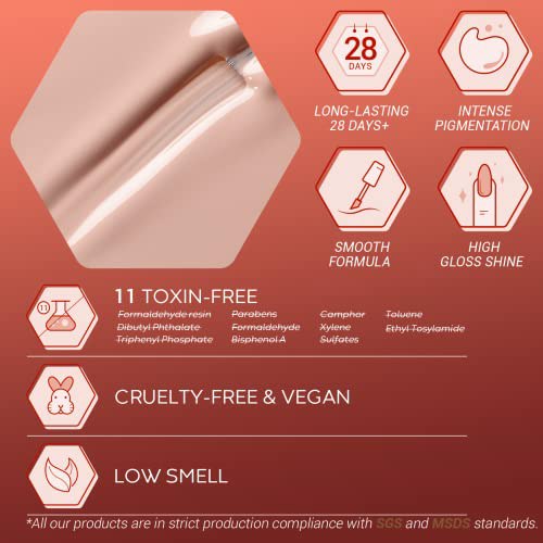 Modelones Red Gel Nail Polish Set, 6 Brown Peach Pink 5