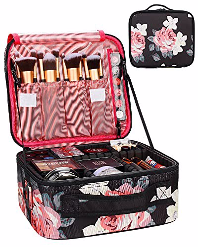Relavel Travel Makeup Train Case with Adjustable Dividers for Cosmetics 8