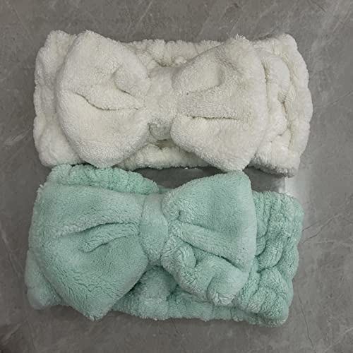 Jseng Microfiber Bowtie Headbands Beige+Mint 3