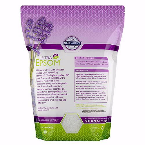 SaltWorks Ultra Epsom, Lavender Scented Premium Epsom Bath Salt 2