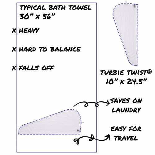 Turbie Twist Microfiber Hair Towel Wrap, White 7