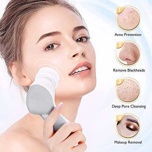 Facial Cleansing Brush Face Scrubber, Grey 7
