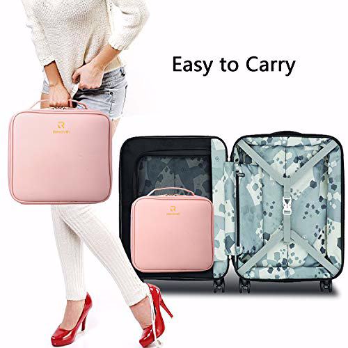 Relavel Travel Makeup Train Case Makeup Cosmetic Organizer Pink 5