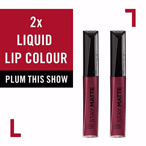 Rimmel Stay Matte Liquid Lip Color, Plum This Show, Pack of 2 2