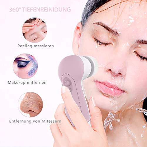 Waterproof Facial Cleansing Spin Brush Set 3 Exfoliating Brush Heads, Half Blush 7