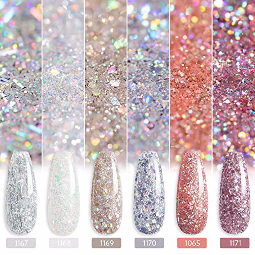 GAOY Glitter Inspire Gel Nail Polish Set of 6 Colors 4