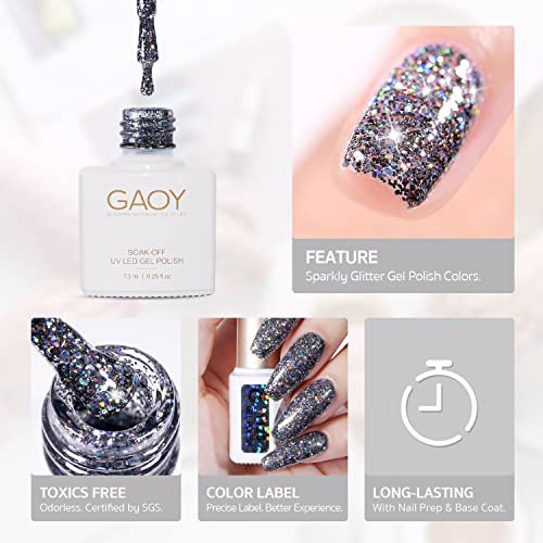 GAOY Glitter Ruby Gel Nail Polish Set of 6 Colors 5