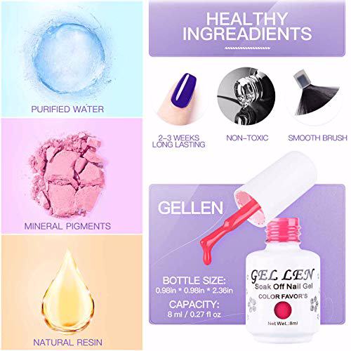 Gellen Gel Nail Polish KIT, Misty Rose & Midnight 7