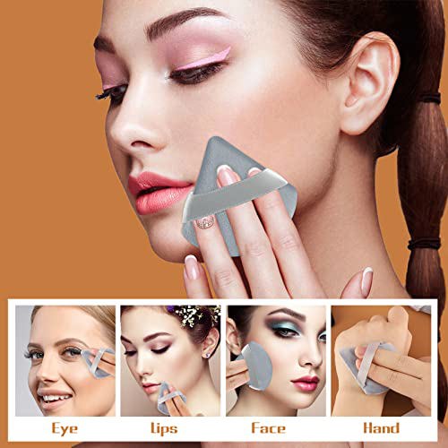Pimoys 6 Pieces Powder Puff Face Soft Triangle Makeup Gray and Black 2