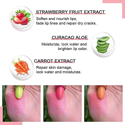 BINGBRUSH 3 Pcs Aloe Color Changing Lipstick Carrot Strawberry 5