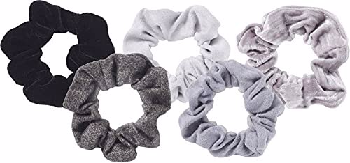 Kitsch Velvet Scrunchies, Black/Gray 4
