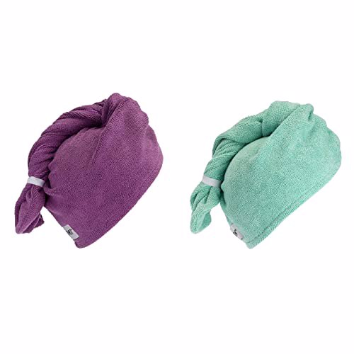 Turbie Twist Microfiber Hair Towel Wrap, Aqua / Purple 3