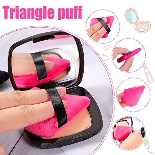 Pimoys 6 Pieces Powder Puff Face Soft Triangle Makeup Black and Rose Red 4