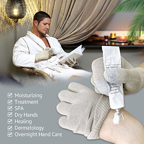 EvridWear Men Moisturizing Cotton Gloves, l/xl beige 4