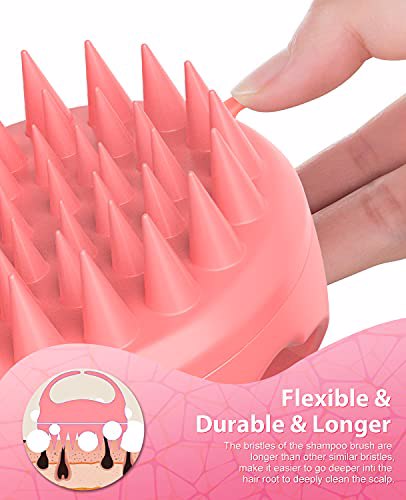 EUHOME Scalp Massager Shampoo Brush Coral Pink Natual Blue 2